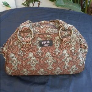Elegant Brown and Cream Bag with Vintage Paisley Pattern